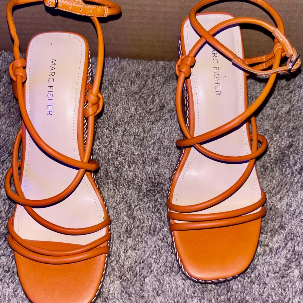 Marc Fisher Women's Orange Strappy Wedges